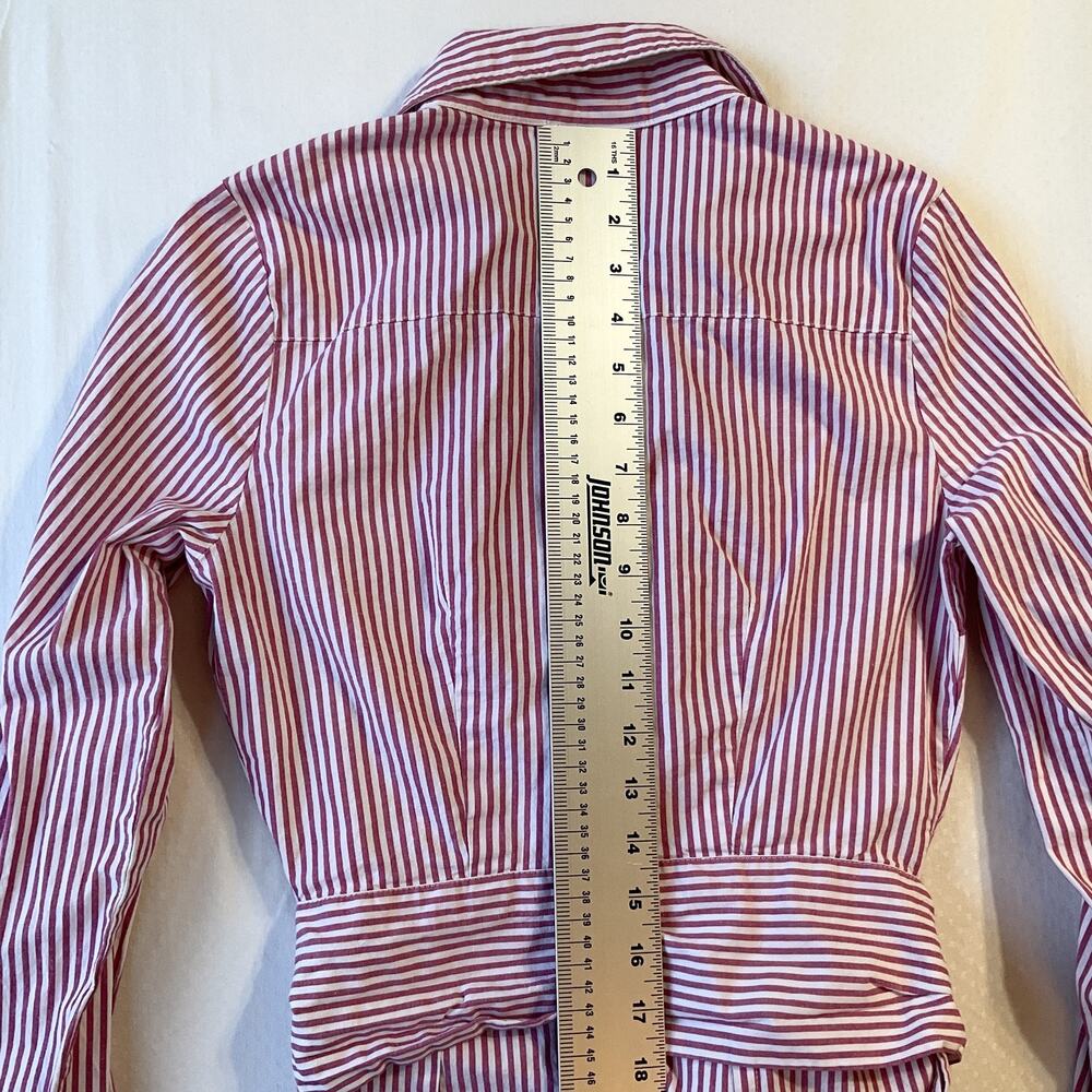 Princess Vera Wang Women Button Up Collar Shirt 3 Red Striped Bow Heart LongSlee - Picture 10 of 10